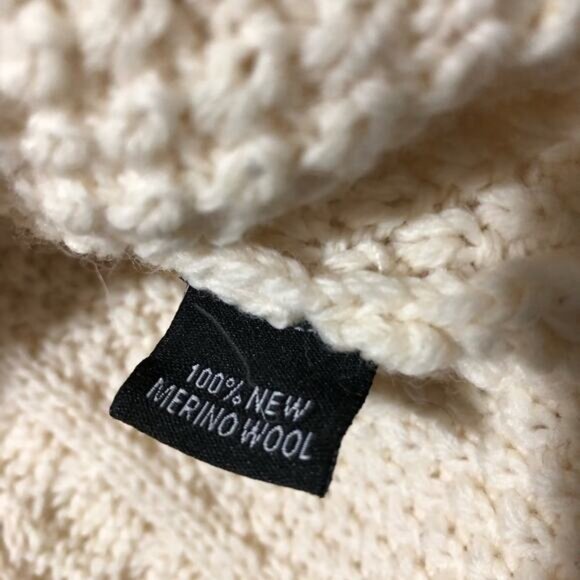 Irish Store womens XL merino wool fisherman cable knit sweater open knit detail - Picture 9 of 11